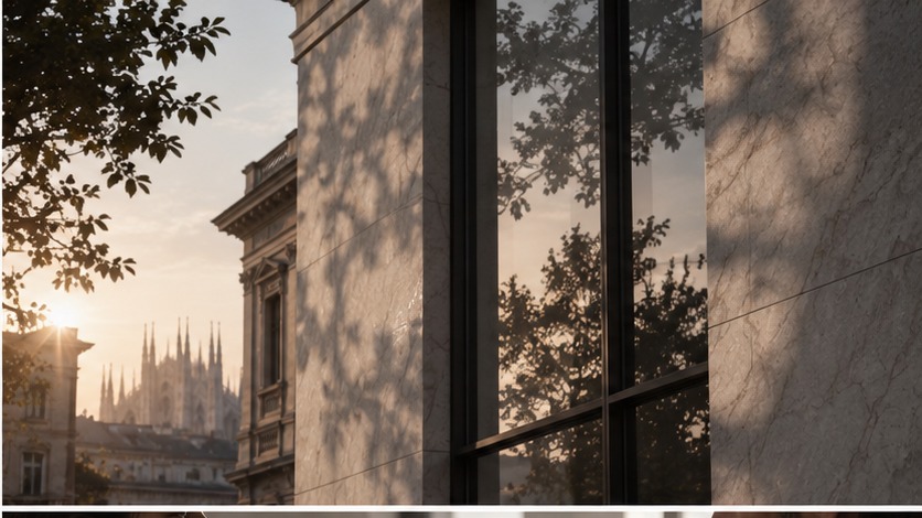 Facciata di Milano, riflesso e ombra