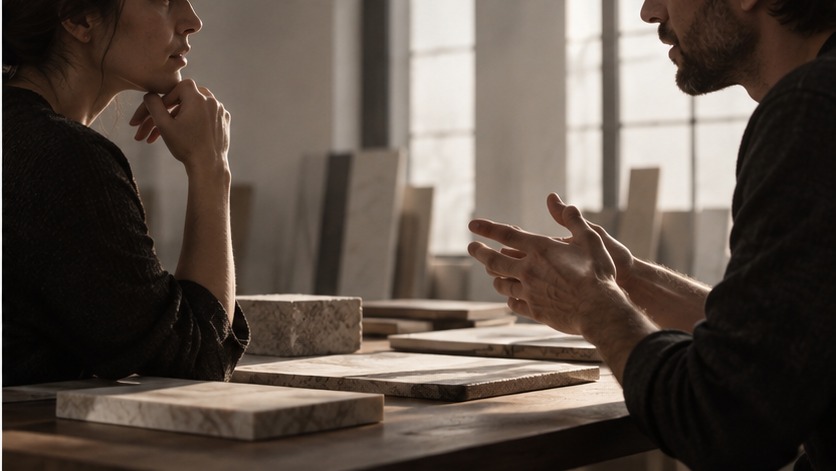 Due persone in conversazione